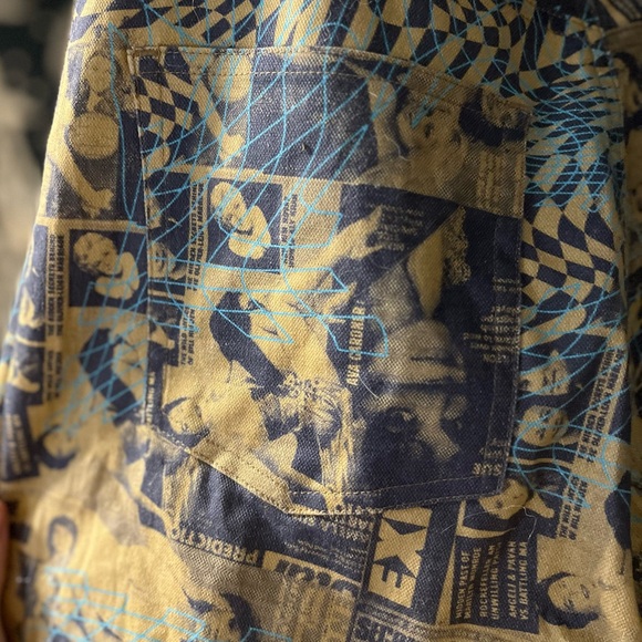 Miaou Yellow/Gold French Newsprint High Waisted Jeans - Picture 4 of 5